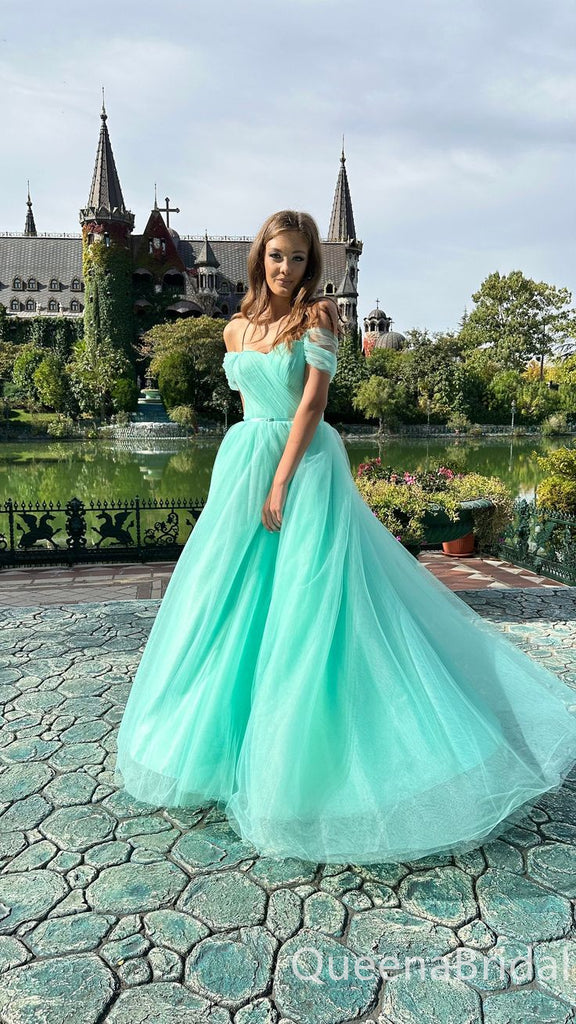 Mint Green Off Shoulder Sweetheart A-line Evening Gown Maxi Long Evening Party Prom Dresses ,WGP1118