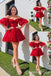 Red A-line Strapless Lace Appliques Sweetheart Graduation Party Short Homecoming Dresses , QB0816