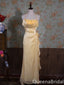 Elegant Light Yellow Halter Sheath Long Prom Dress to Impress ,WGP1699
