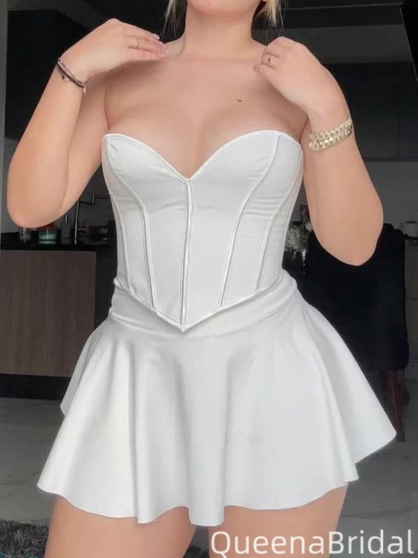 Sexy Strapless A-line Short Mini Homecoming Dress,QB1158