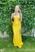 Sexy Yellow Mermaid Straight Neck Side Slit Long Party Dress Long Prom Dresses to Impress ,WGP1446