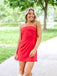 Elegant Red Strapless Simple Cheap Short Homecoming Dresses, QB0483