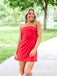 Elegant Red Strapless Simple Cheap Short Homecoming Dresses, QB0483
