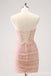 Mermaid Strapless Sweetheart Lace Up Back Graduation Party Short Homecoming Dresses with Pleats, QB0768