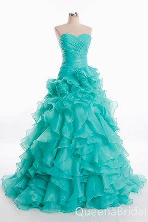 Strapless Ruffles Sweetheart A-line Ball Gown Party Dress Long Prom Dresses to Impress ,WGP1479