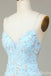 Baby Blue Mermaid Spaghetti Straps Sweetheart Lace Up Back Floral Appliques Graduation Party Short Homecoming Dresses, QB0769