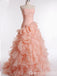 Strapless Ruffles Sweetheart A-line Ball Gown Party Dress Long Prom Dresses to Impress ,WGP1482