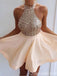 Halter Sparkle Open Back A-line Graduation Party Short Homecoming Dresses, QB0771