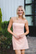 Sexy Cute Simple Pink Spaghetti Straps A-line Short Homecoming Dresses ,QB0656