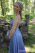 Sexy Blue V Neck Lace up Back Spaghetti Straps A-line Long Party Dress Long Prom Dresses to Impress ,WGP1453