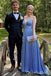 Sexy Blue V Neck Lace up Back Spaghetti Straps A-line Long Party Dress Long Prom Dresses to Impress ,WGP1453