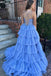 Elegant blue A-line Sweatheart Spaghetti Straps Long Prom Dress to Impress,WGP1734
