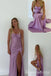 Gorgeous Lilac Spaghetti Straps Side Slit Sheath Party Dress Long Prom Dresses to Impress ,WGP1660
