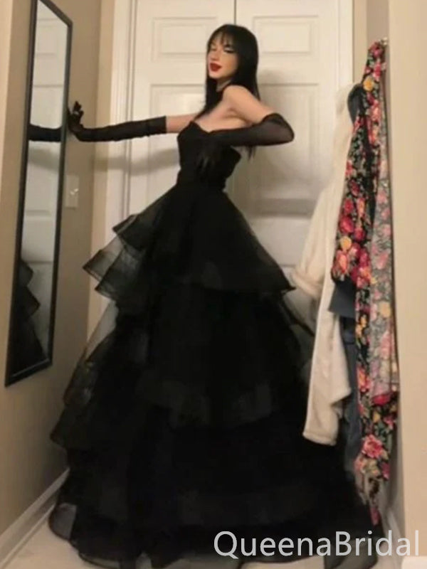 Gorgeous Strapless Tiered Sweetheart A-line Ball Gown Party Dress Long Prom Dresses to Impress ,WGP1663