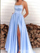Sexy Side Slit Lace up Back A-line Spaghetti Straps Party Dress Long Prom Dresses to Impress ,WGP1530