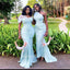 Mismached Elegant Blue Pleats One Shoulder Simple Cheap Mermaid Long Bridesmaid Dresses, BDS0204