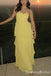 Sexy Yellow Strapless A-line Tiered Party Dress Long Prom Dresses to Impress ,WGP1531