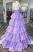 Lilac Layer A-line Beaded Spaghetti Straps Evening Gown Maxi Long Evening Party Prom Dresses ,WGP1088