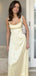 Elegant Pale Yellow Scoop Spaghetti Strap A-line  Evening Prom Dresses,WGP467