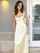 Elegant Pale Yellow Scoop Spaghetti Strap A-line  Evening Prom Dresses,WGP467