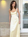 Elegant Pale Yellow Scoop Spaghetti Strap A-line  Evening Prom Dresses,WGP467