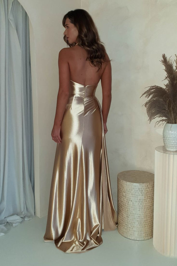 Charming Halter Side Slit Mermaid Long Evening Gown Prom Dresses,WGP558