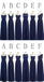Blue Mismatched Sheath Chiffon Long Bridesmaid Dresses ,BDS0219