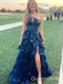 Charming Sexy Formal Gown A-line One Shoulder Appliques Lace Evening Gown Prom Dresses with Side Slit,WGP588