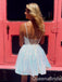 Elegant Spaghetti Straps A-line V-neck Lace Up Back Graduation Party Homecoming Dresses,QB0673