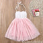 White and Light Pink A-line Spaghetti Straps Long Tulle Gown Flower Girl Dresses, FGS0058