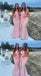 Pink Spaghetti Straps V Neck Mermaid Long Bridesmaid Dresses ,BDS0221