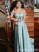 Elegant Shiny Blue Off Shoulder Sweetheart A-line Long Party Dress Prom Dresses,WGP1762