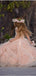 Elegant Light Pink Ruffle Tulle A- Line Cheap Long Flower Girl Dresses, FGS0035