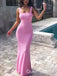 Elegant Pink Spaghetti Straps Pleats Mermaid Sleeveless Cheap Simple Evening Prom Dresses,WGP528