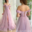 Stunning A-line Lace up Back 3D Flowers Off the Shoulder Party Dress Long Prom Dresses to Impress ,WGP1533