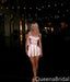 A-line Pink Spaghetti Straps Lace Up Back Graduation Party Short Homecoming Dresses ,QB0708