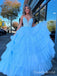 Gorgeous Blue A-line V-neck Spaghetti Straps Long Formal Gown to Impress,WGP1751