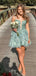 Sparkly Green Spaghetti Straps Homecoming Dress Graduation Party Dress , QB0930