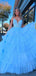 Gorgeous Blue A-line V-neck Spaghetti Straps Long Formal Gown to Impress,WGP1751