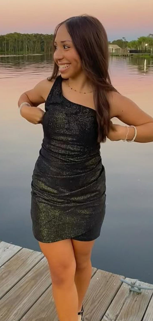 Elegant Green One-shoulder Homecoming Dress Graduation Party Dress , QB0909