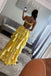 Sexy Yellow A-line V-neck Long Formal Gown to Impress,WGP1761