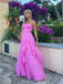Elegant Hot Pink Strapless Ruffles A-line Evening Gown, Prom Dress, WGP2286