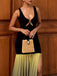 Elegant Black Green V-neck Long Formal Gown to Impress,WGP1814
