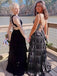 Popular Black Spaghetti Straps V-neck A-line Long Formal Gown to Impress,WGP1803