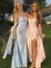 Elegant Blue Spaghetti Straps Mermaid Long Formal Gown to Impress,WGP1794