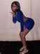 Sexy Blue V-neck Long Sleeve Homecoming Dress Graduation Party Dress , QB0899