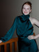 Elegant Green One Sleeve Homecoming Dress Graduation Party Dress , QB0905