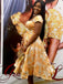 Elegant Yellow Short Sleeve A-line Long Formal Gown to Impress,WGP1783
