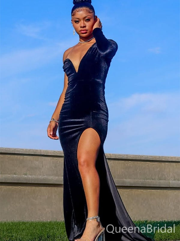Elegant Black One-sleeve Mermaid Long Formal Gown to Impress,WGP1821