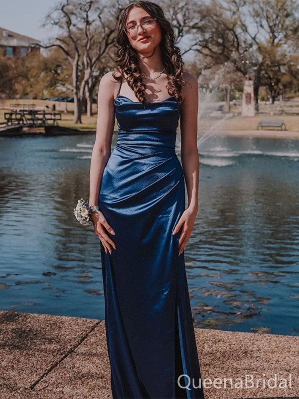 Popular Blue Spaghetti Straps Long Formal Gown to Impress,WGP1895